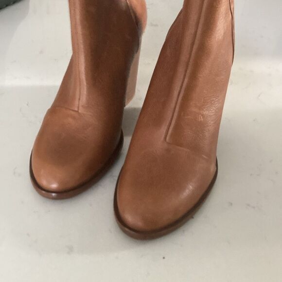 Rag and Bone Light Brown Tan Leather Ankle Boots 4” Chunky Heel size 10 - Picture 5 of 8